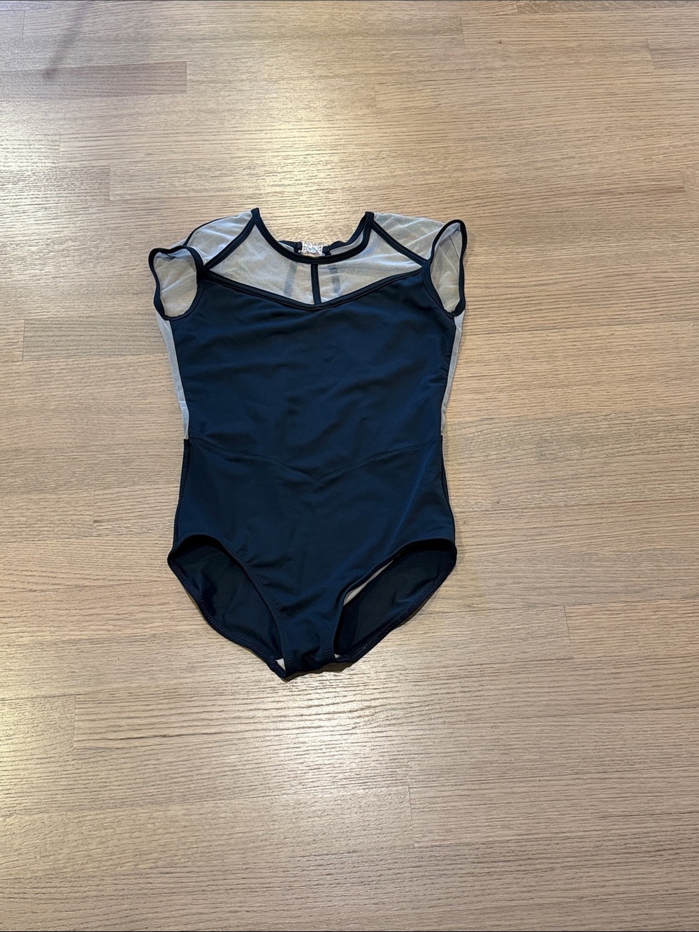 Black Mesh Accent Women’s Leotard - Picture 2 of 6